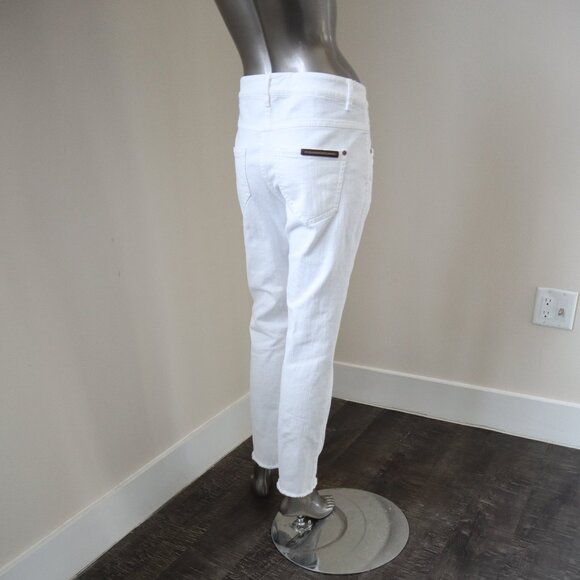 Brunello Cucinelli White Jeans Monili Frayed Hem Skinny Denim 32"x28" Size 8 - Picture 3 of 7